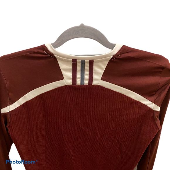 Adidas Long sleeve v neck athletic top burgundy S - Picture 11 of 12